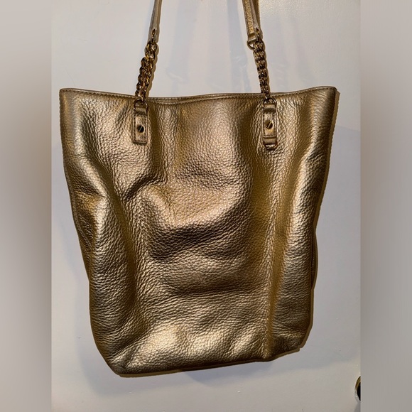 Michael Kors Gold Leather Shoulder Handbag Purse - Picture 2 of 9